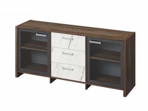 Тумба трехсекционная с 2 дверьми FI-13-02.G. Орех Пацифик Табак/Мрамор Леванто белый Тумба трехсекционная с 2 дверьми FI-13-02.G. Орех Пацифик Табак/Мрамор Леванто белый