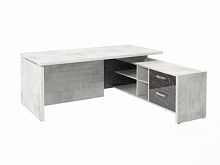 Стол с опорной тумбой FI-119R.GG Хромикс белый/Камень Пьетра Гриджиа черный