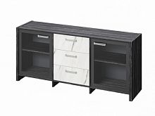 Тумба трехсекционная с 2 дверьми FB-13-02.G. Древесина Графит/Мрамор Леванто белый