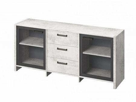 Тумба трехсекционная с 2 дверьми FB-13-02.D Хромикс белый