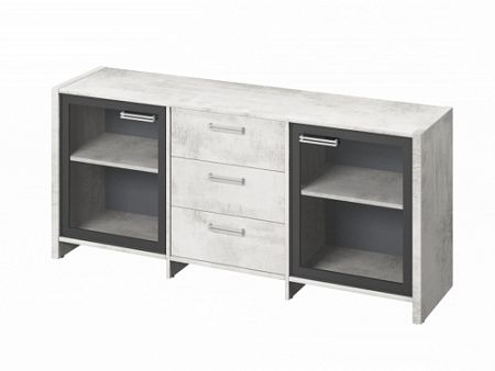 Тумба трехсекционная с 2 дверьми FI-13-02.D Хромикс белый